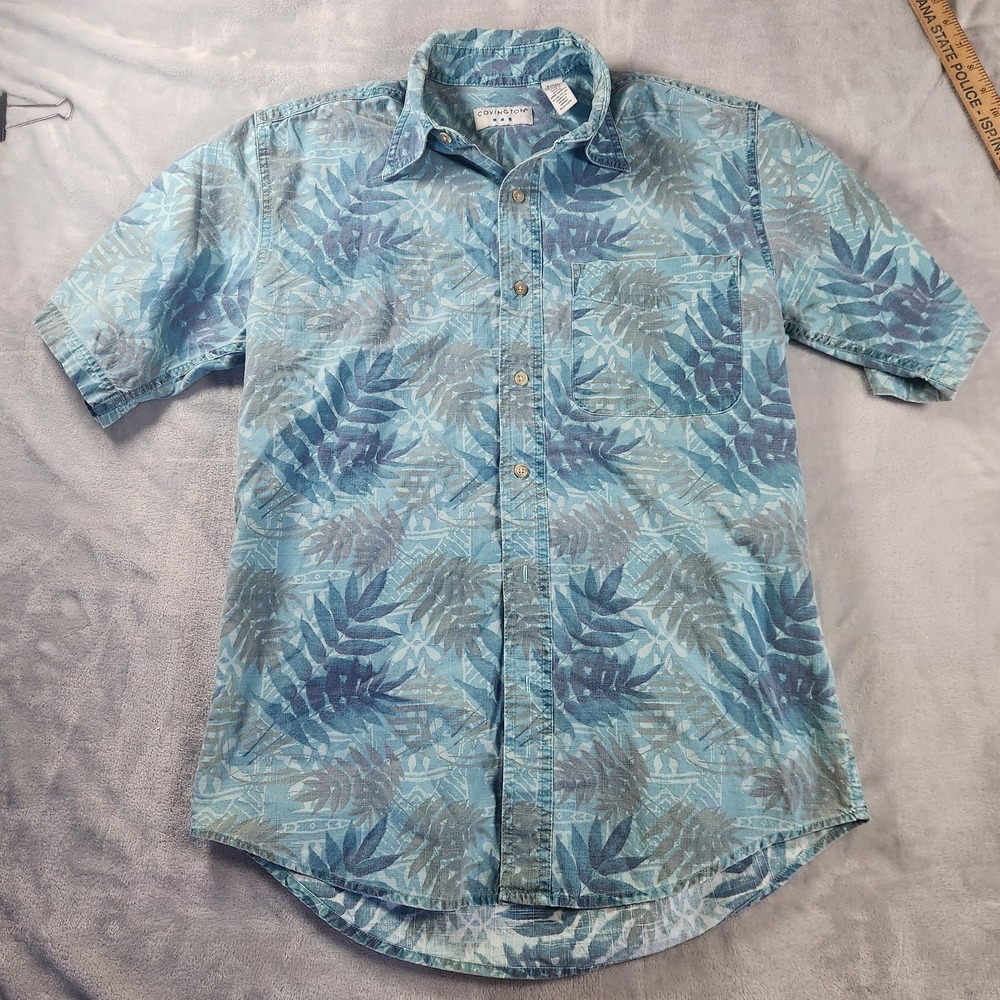 Covington Mens Blue Hawaiian Button Up Camp Shirt Size S Floral  Aloha‎ Hawaii